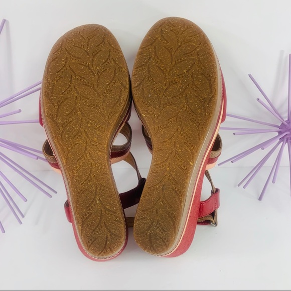 Naya Elise / Cream Taupe Red Ankle Strap Wedges - Picture 6 of 8